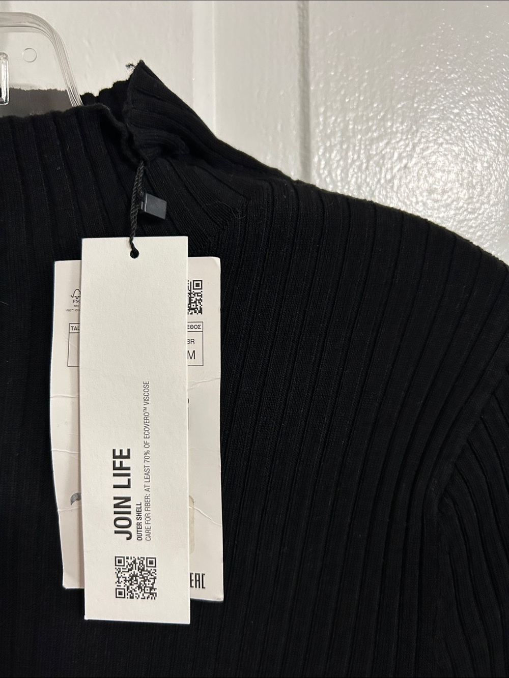 NWT • ZARA • Ribbed Mock Neck Long-Sleeve Top - Black in PERFECT NEW CONDITION - Picture 6 of 11